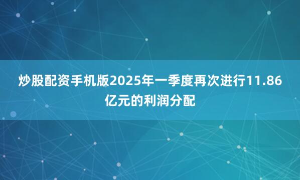 炒股配资手机版2025年一季度再次进行11.86亿元的利润分配